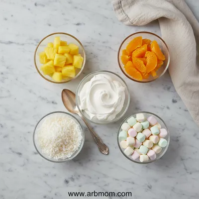 Ambrosia Salad – Creamy Fruit Salad with Marshmallows - cooking process