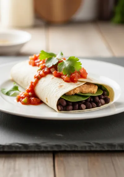 15-Minute Black Bean and Spinach Burrito