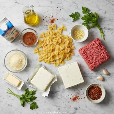 Cajun Cream Cheese Alfredo Bowties with Spiced Beef - cooking process