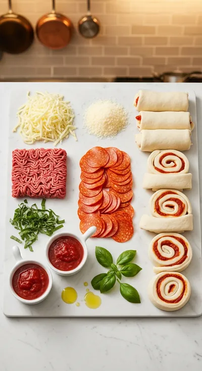 Easy Cheesy Beef Pepperoni Pizza Roll-Ups - cooking process