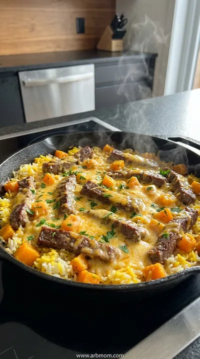 Cheesy Steak and Rice Skillet – Quick One-Pan Meal