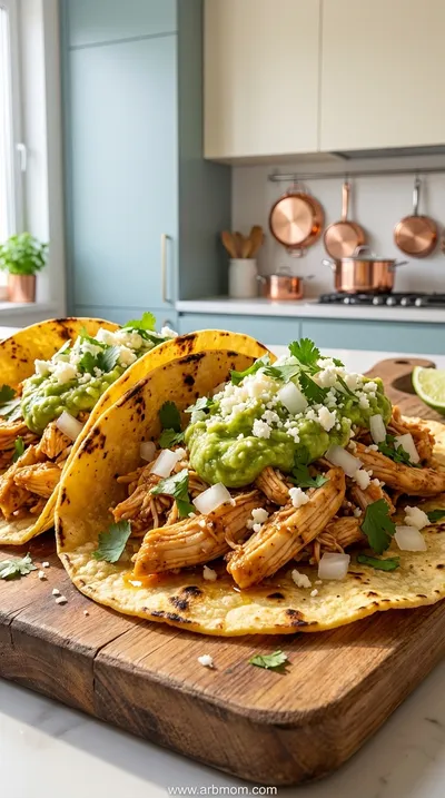 Mexican Chicken Street Tacos with Fresh Guacamole