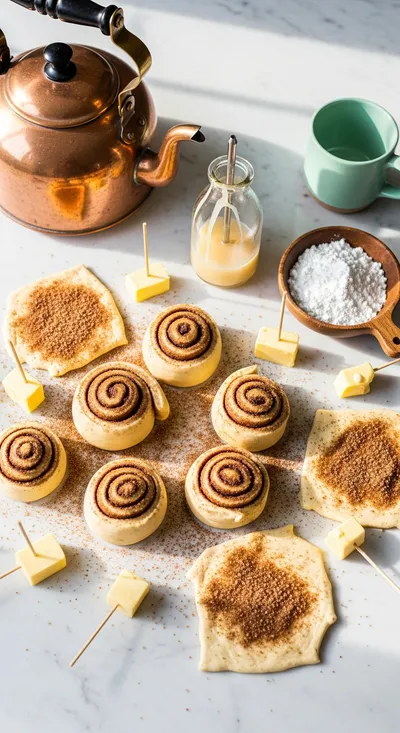 Cinnamon Roll Breakfast Skewers - cooking process