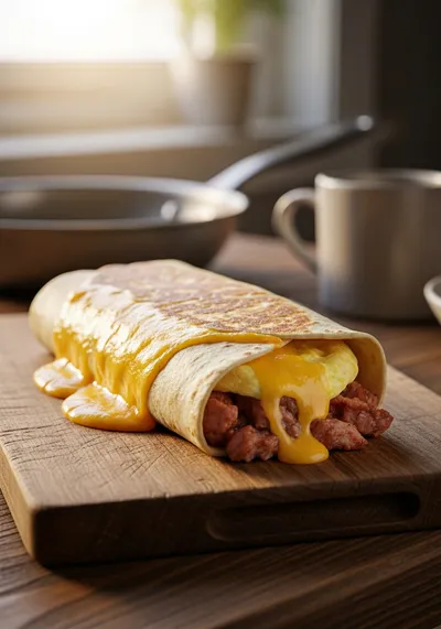 Cowboy Breakfast Burrito: Hearty & Cheesy