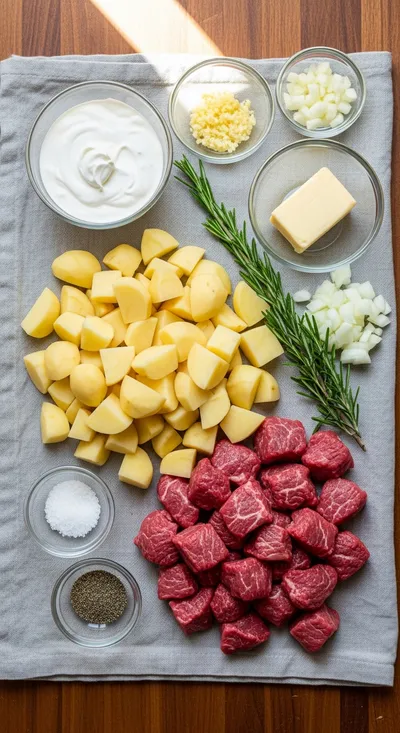 Creamy Meat and Potato Skillet – Easy One-Pan Meal - cooking process