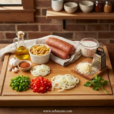 Creamy Spicy Cajun Turkey Sausage Pasta - cooking process