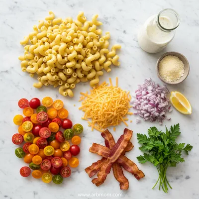 Creamy Turkey Bacon Cheddar Ranch Pasta Salad - cooking process