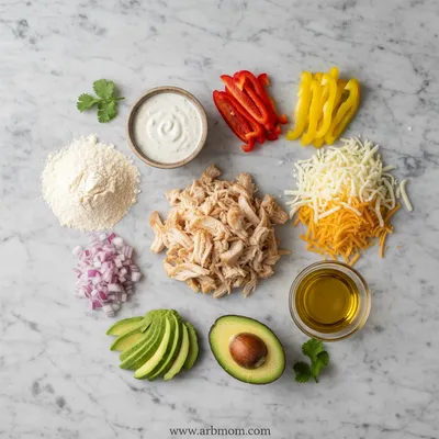 Crispy Low Carb Chicken Ranch Quesadillas - ingredients preparation