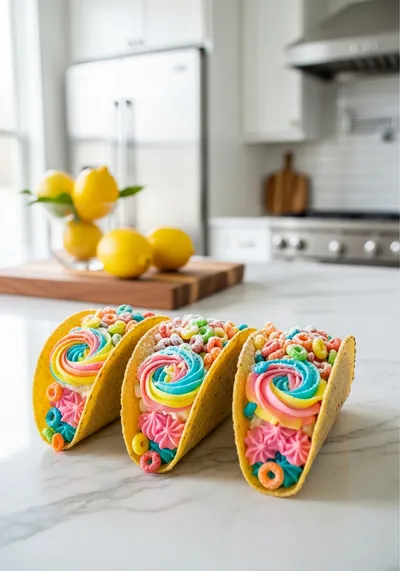 Fruity Pebbles Cheesecake Tacos