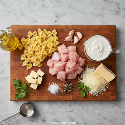 Garlic Butter Chicken Bowtie Pasta - cooking process