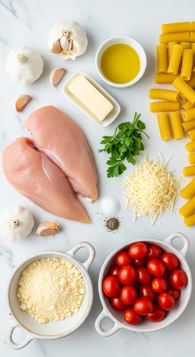 Garlic Butter Chicken with Rigatoni & Parmesan - cooking process