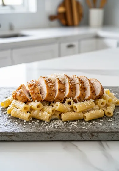 Garlic Butter Chicken with Rigatoni & Parmesan