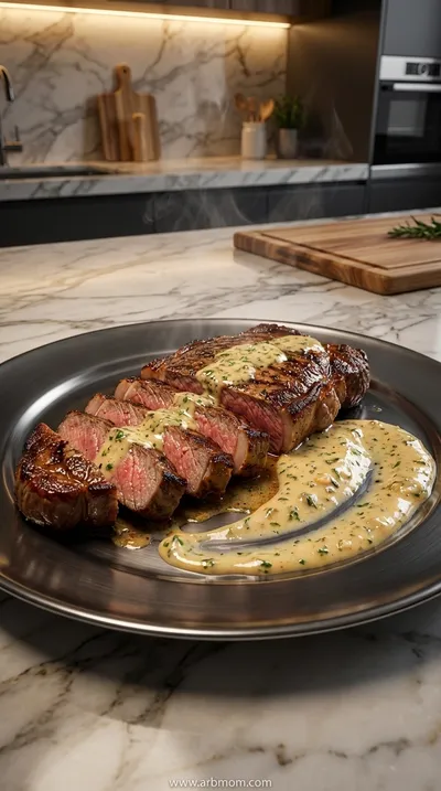 Garlic Butter Steak With Parmesan Cream Sauce