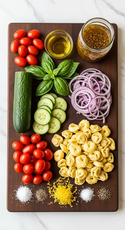 Italian Tortellini Pasta Salad – Easy Mediterranean Recipe - cooking process