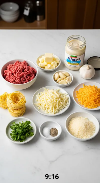 Easy Loaded Cheeseburger Alfredo Pasta - cooking process