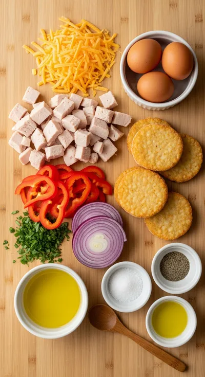 Loaded Turkey and Egg Hash Brown Muffins - cooking process