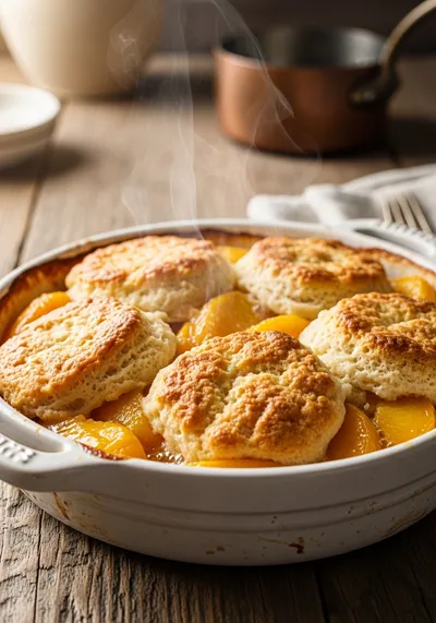 Peach Cobbler – Easy Vegetarian Dessert