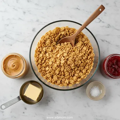 Peanut Butter and Jelly Rice Krispie Treats - cooking process