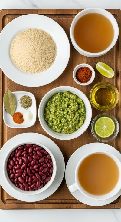 Authentic Puerto Rican Rice and Beans - cooking process