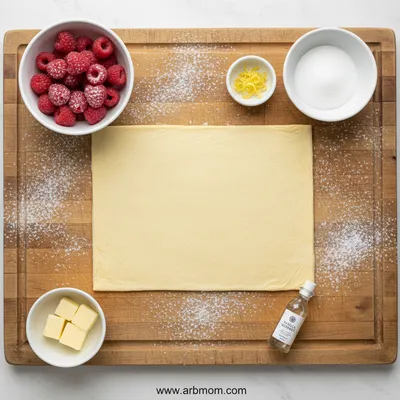 Easy Raspberry Danish with Puff Pastry - cooking process