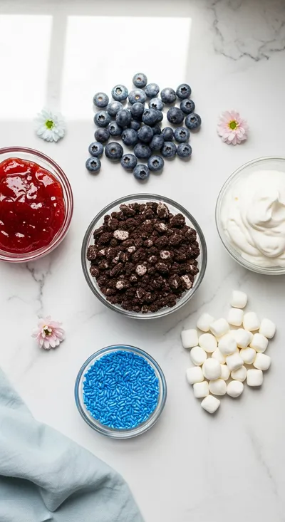 Red, White and Blue Dirt Cups – Easy No-Bake Dessert - cooking process