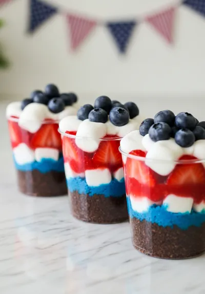 Red, White & Blue Dirt Cups – Easy No-Bake Summer Dessert