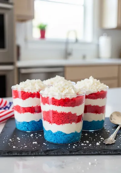 Red, White and Blue Dirt Cups – Easy No-Bake Dessert