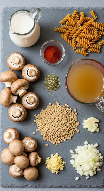 Simple Lentil Mushroom Stroganoff - cooking process