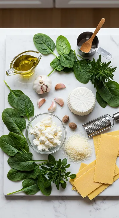 Spinach Ricotta Cannelloni - ingredients preparation