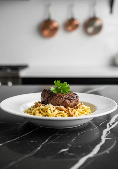 Steak and Creamy Garlic Parmesan Pasta Recipe