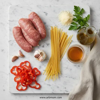 Sticky Honey Garlic Sausage Pasta Skillet - cooking process