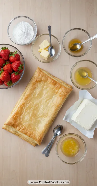 Strawberry Cream Cheese Heart Danishes - ingredients preparation