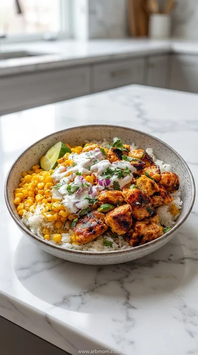 Street Corn Chicken Rice Bowl - Quick & Easy Weeknight Meal