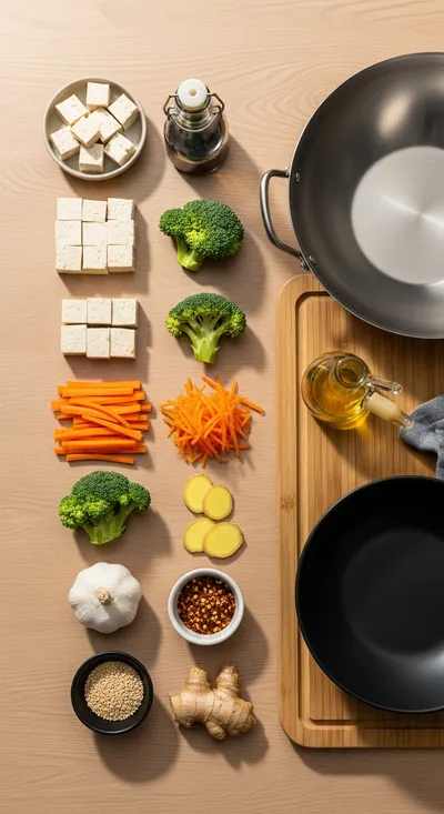 Tofu and Broccoli Stir Fry - cooking process