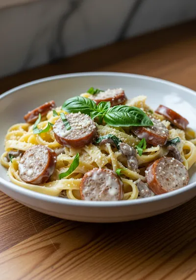 Tuscan Beef Sausage Pasta – Creamy Sauce