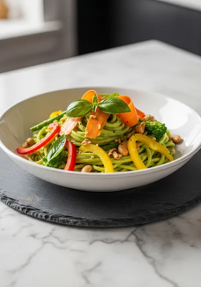 Vegan Pasta Primavera With Garlic Cashew Sauce