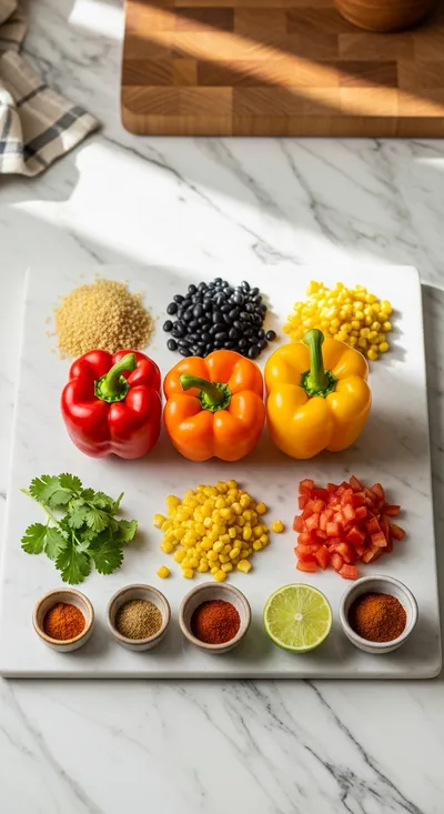Vegetarian Mexican-Style Stuffed Peppers - cooking process