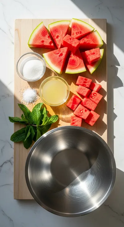 Easy Watermelon Sorbet – Refreshing Summer Treat - ingredients preparation